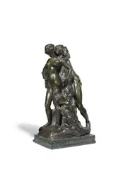 Francis Derwent Wood, patinated bronze figural group of Daphne and Apollo, patinated bronze