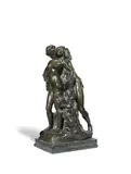 Francis Derwent Wood, patinated bronze figural group of Daphne and Apollo, patinated bronze