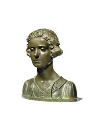 Herbert Tyson Smith, patinated bronze head and shoulder bust of a young woman, patinated bronze