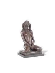 Enzo Plazzotta, bronze figure of a kneeling nude girl, bronze