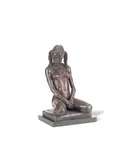 Enzo Plazzotta, bronze figure of a kneeling nude girl, bronze