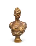 Per Hasselberg, patinated gilt bronze bust of Gerda Hagborg, patinated gilt bronze