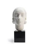 Conrad Carlman, carved white marble bust of a young girl, marble