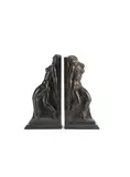 Axel Gute, pair of patinated bronze figural bookends of a faun and nymph, patinated bronze
