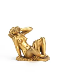 Thorwald Alef, gilt bronze figures of a seated female nude with child, gilt bronze