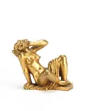 Thorwald Alef, gilt bronze figures of a seated female nude with child, gilt bronze