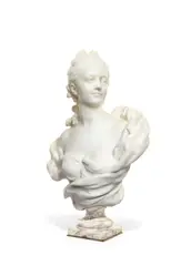 Henri Weigele, carved white marble bust of Diana, marble