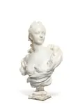 Henri Weigele, carved white marble bust of Diana, marble