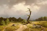 Carl Theodor Reiffenstein, Landschaft bei heranziehendem Gewitter, 1845, Öl auf Leinwand