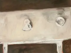 Stilleben auf weißem Tisch by Klaus Fußmann, 1988, Öl auf Leinwand, sold Jul 2020