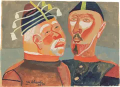 Josef Scharl, Zwei Männer in Gala-Uniform, 1936, Tempera auf bräunlichem Velin