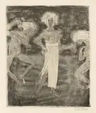 Emil Nolde, Junger Fürst und Tänzerinnen, 1918, Radierung und Tonätzung auf Velin