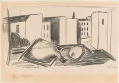 Werner Heldt, Skizze zu Komposition, 1949, Bleistift auf Papier