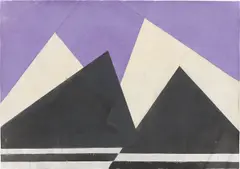 Hermann Glöckner, Helle und dunkle Erhebungen, 1976, Tempera und Faltung auf Papier