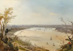 Théodore Gudin, Bordeaux vue des hauteurs, Um 1850, Öl auf Leinwand. Doubliert