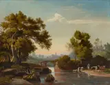Johann Wilhelm Schirmer, Modello einer italienischen Landschaft mit Hirten, Um 1841, Öl auf Leinwand