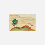 Gershon Benjamin, Landscape, watercolor on paper