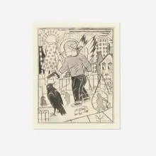 The Playground by Tony Fitzpatrick, 2002, graphite on paper, offered Aug 2024
