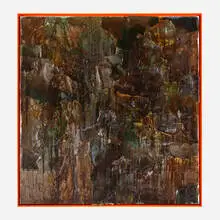 Michiel Ceulers, Die Dummen Steiche Der Reichen/ Hairdresser Underground, 2015, oil, spray paint, glitter, staples, wood glue, varnish and fabric collage on canvas in artist's frame
