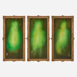 Stephen G. Rhodes, Vacant Portraits (triptych), 2007, oil and collage on canvas in gilt artist's frame