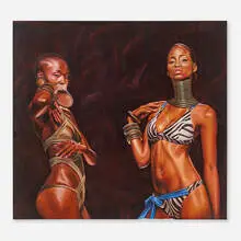 Kajahl, Ndebele and Mursi Women, 2008, oil on canvas