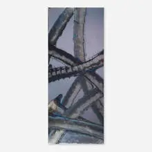 Aaron Young, Skid Mark (Black Nickel), 2010, mixed media, burnt rubber and motor oil on brass panel plated with black nickel