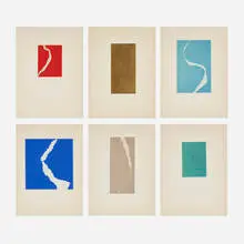 Leon Polk Smith, Six works from the Torn Drawings portfolio, 1965, lithograph in colors mounted to paper