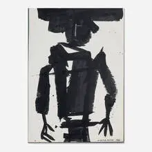 Vaclav Vytlacil, Abstract Figure, 1966, ink and acrylic on paper laid to board