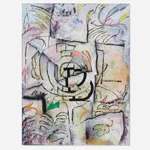 Jesse Willenbring, Odyssey Study #4, 2015, acrylic, fabric dye, flashe and pastel on canvas