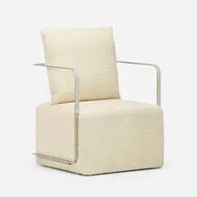 Lazzarini & Pickering, Silla armchair, 2017, polished stainless steel, upholstery