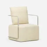 Lazzarini & Pickering, Silla armchair, 2017, polished stainless steel, upholstery