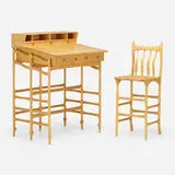 John Wesley Williams, Desk and chair, c. 1980, bird's-eye maple, wenge