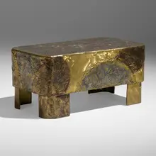 Silas Seandel, Coffee table, c. 1980, patinated steel, brass