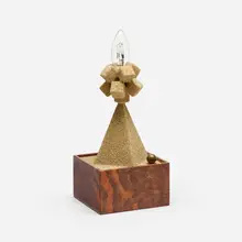 Table lamp by Garry Knox Bennett, 2009, walnut, wood, sand, lamp parts, sold Jan 2023