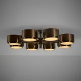 Hans Agne Jakobsson, Chandelier, model T 493/8, c. 1960, patinated brass, plastic, lacquered aluminum