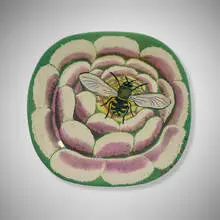 Wall plaque by Birger Kaipiainen, c. 1980, glazed stoneware, sold Aug 2025