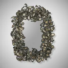 Brutalist, Wall mirror, c. 1975, plasma cut steel, mirrored glass