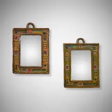 Vallauris, Wall mirrors, pair, c. 1965, glazed earthenware, mirror