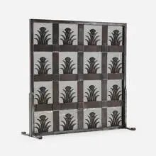 Fire screen by Edgar Brandt, c. 1928, wrought iron, brass mesh, sold Aug 2025