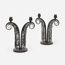Les Plumes candelabra by Edgar Brandt, c. 1925, wrought iron, sold Aug 2025