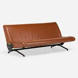 Osvaldo Borsani, D70 sofa, 1954, enameled steel, leather upholstery, brass