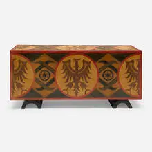 Fortunato Depero, Linen chest, c. 1939, marquetry, Buxus veneer