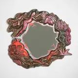 Toomas Toomepuu, Craigslist Missed Connections wall mirror, 2021, glazed ceramic, mirrored glass, silicone, oil paint