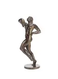 Anders Jönsson, patinated bronze of a female nude holding a bunch of grapes, patinated bronze