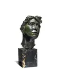 Jules Desbois, patinated bronze head of a woman, patinated bronze