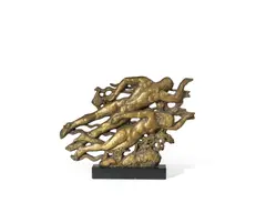 Guy-Charles Revol, 'The Swimmers' - a bronze figural relief, bronze