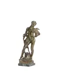 Ferdinand Victor Blundstone, patinated bronze figure of 'The Goatherd', patinated bronze