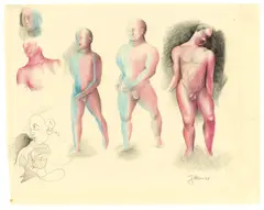 Johannes Itten, Aktstudien, 1929, Farbstift und Bleistift auf Papier