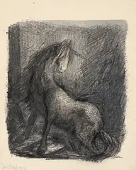 Das Einhorn by Alfred Kubin, Um 1934, Aquarell und Tusche auf Katasterpapier, sold Jun 2023