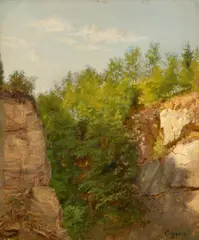 Louis Eysen, Bewaldete Schlucht, Öl auf Leinwand auf Pappe